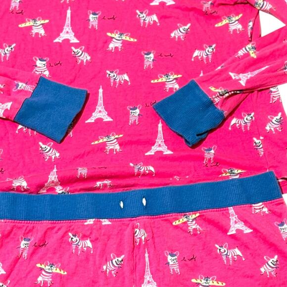 Dogs in Paris Pajama Set - Size L - Thumb Holes Long Sleeve Top with Shorts - Picture 5 of 15